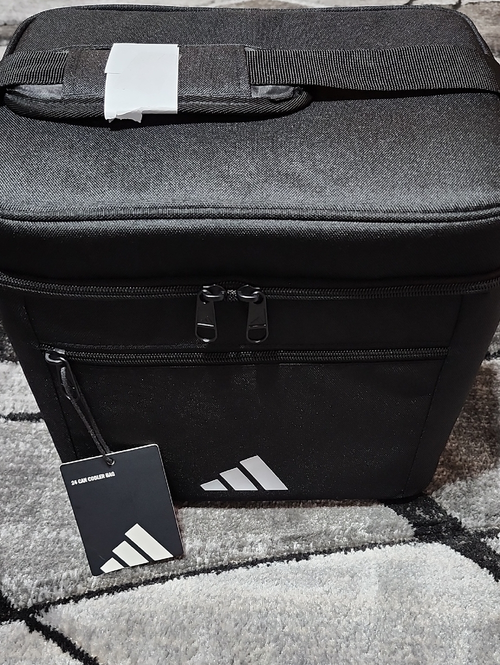 ADIDAS BLACK FULL-ZIP 24-CAN SOFT-SIDED INSULATED PORTABLE TRAVEL COOLER BAG - Picture 6 of 14